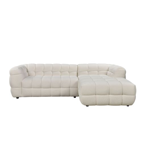 Canapé d'angle droit BULLE tissu bouclette crème