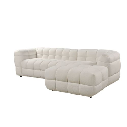 Canapé d'angle droit BULLE tissu bouclette crème