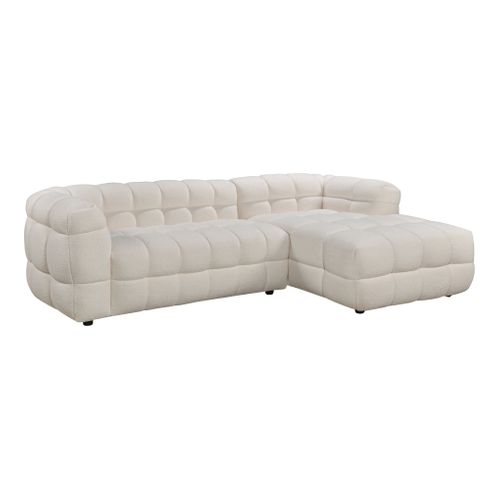 Canapé d'angle droit BULLE tissu bouclette crème