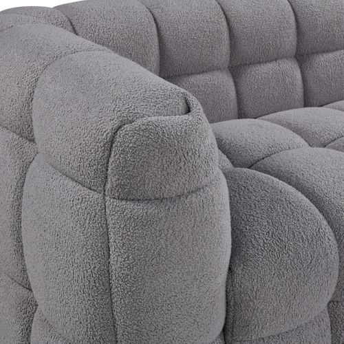 Canapé d'angle droit BULLE tissu bouclette gris