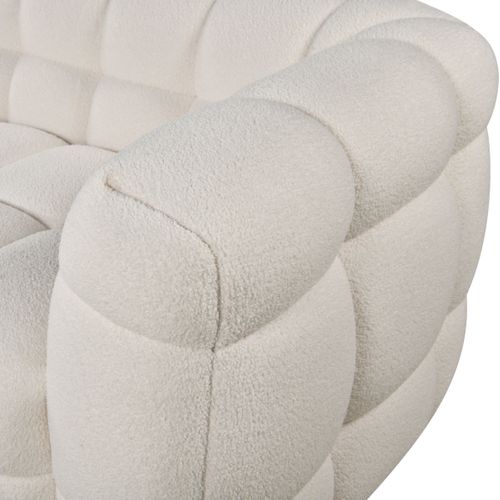 Canapé d'angle gauche BULLE tissu bouclette crème