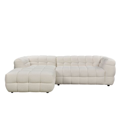 Canapé d'angle gauche BULLE tissu bouclette crème