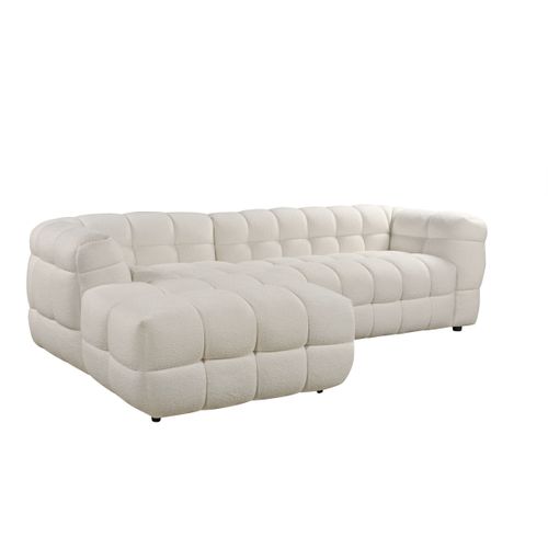 Canapé d'angle gauche BULLE tissu bouclette crème