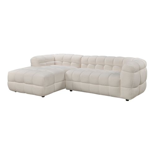 Canapé d'angle gauche BULLE tissu bouclette crème
