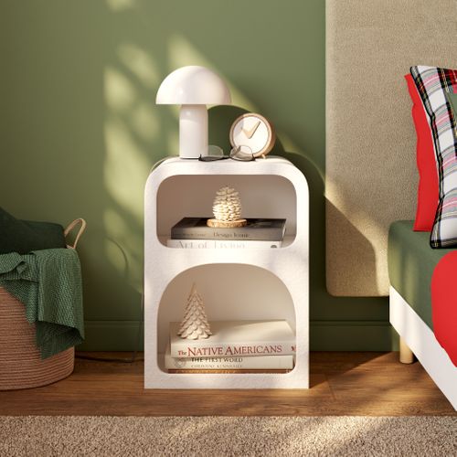 Chevet 2 niches H.55 cm NAXOS blanc texturé