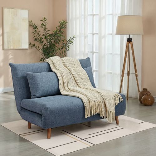 Canapé 2 places convertible IGLOO tissu bleu