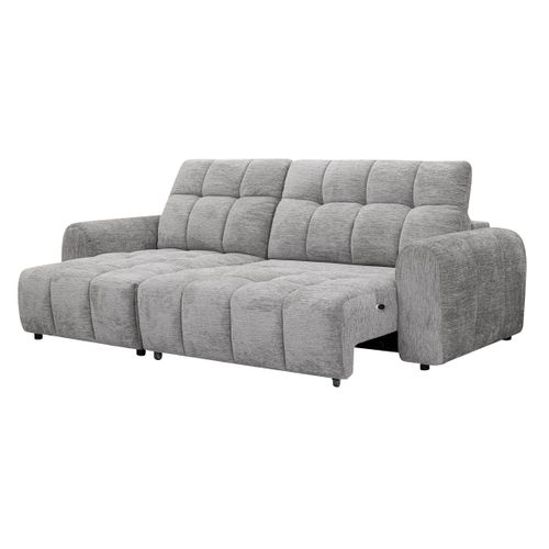 Canapé relax électrique CHARLES II méridienne gauche gris clair