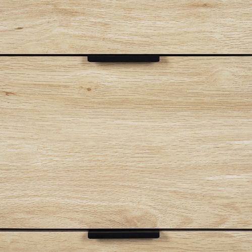 Rangement 2 portes 4 tiroirs LEON blanc et imitation chêne