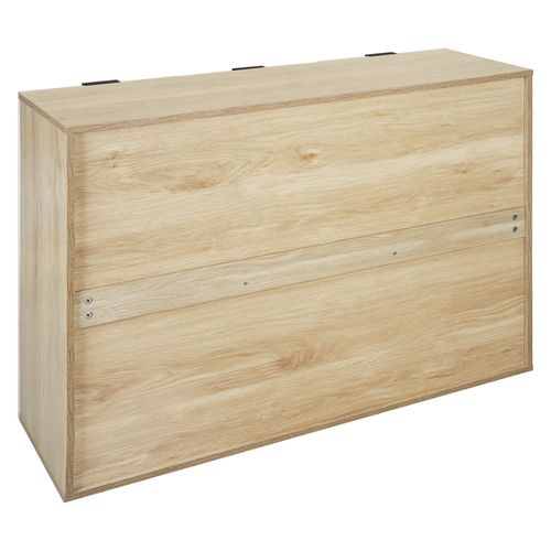 Rangement 2 portes 4 tiroirs LEON blanc et imitation chêne