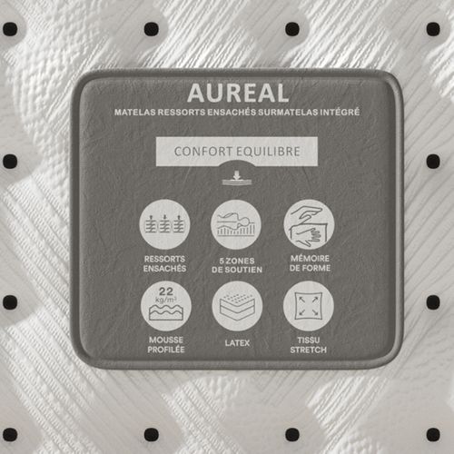 Matelas ressorts 140x190 cm AUREAL avec latex + 3 cm mémoire de forme ép. 27 cm