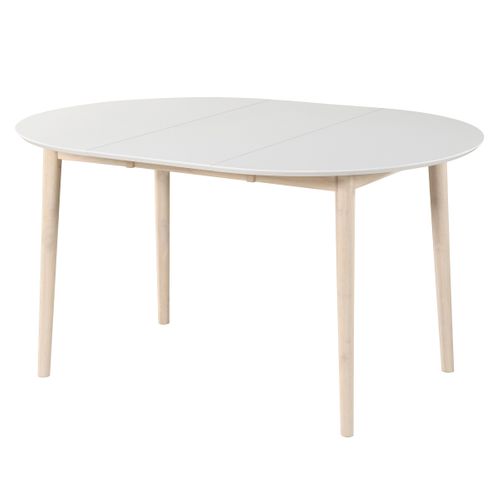 Table ronde + 2 extensions L.100 à 180 cm MALENA scandinave Bois et blanc