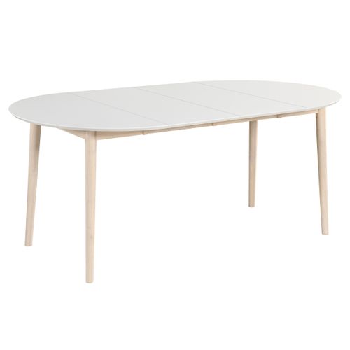 Table ronde + 2 extensions L.100 à 180 cm MALENA scandinave Bois et blanc