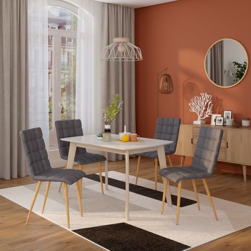 Table extensible L120-160 cm MALENA scandinave blanc et chêne