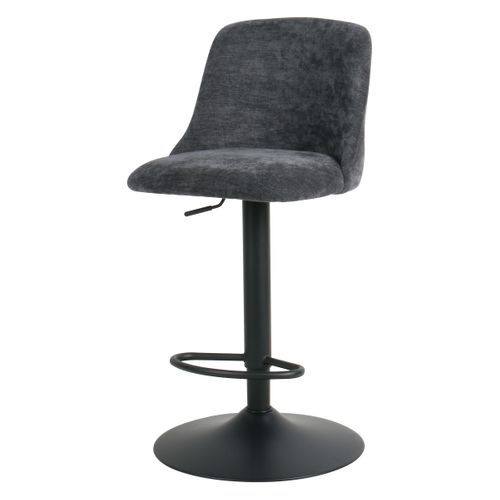 Lot de 2 tabourets de bar pivotants H.63cm et up&down LARISSA tissu gris foncé