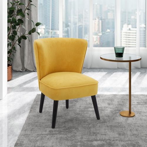 Fauteuil HARRY III tissu velours jaune