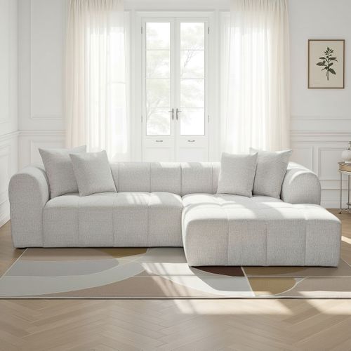 Canapé d'angle droit IRIS tissu grège