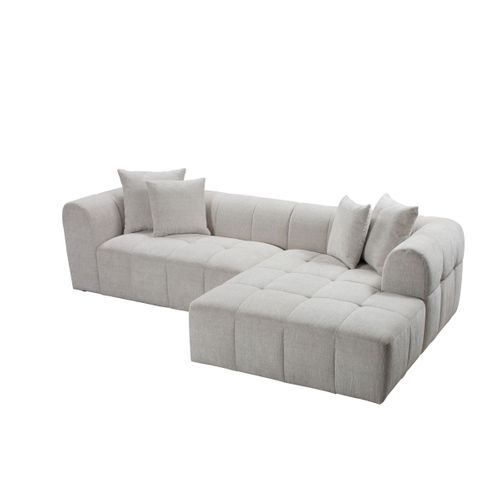 Canapé d'angle droit IRIS tissu grège