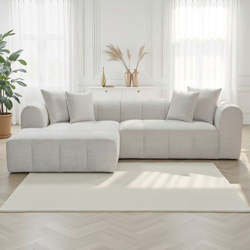 Canapé d'angle gauche IRIS tissu grège