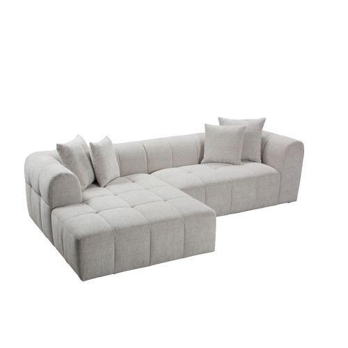 Canapé d'angle gauche IRIS tissu grège