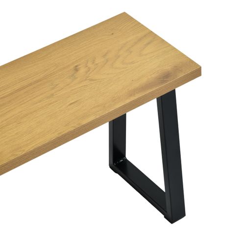 Ensemble table + 2 bancs DANNY imitation chêne et noir