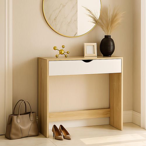 Console CATHY Imitation chêne et blanc