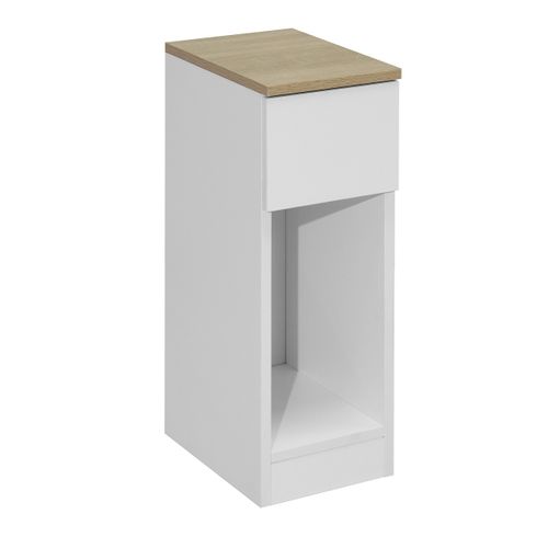 Chevet 1 tiroir Eliot blanc et imitation chêne