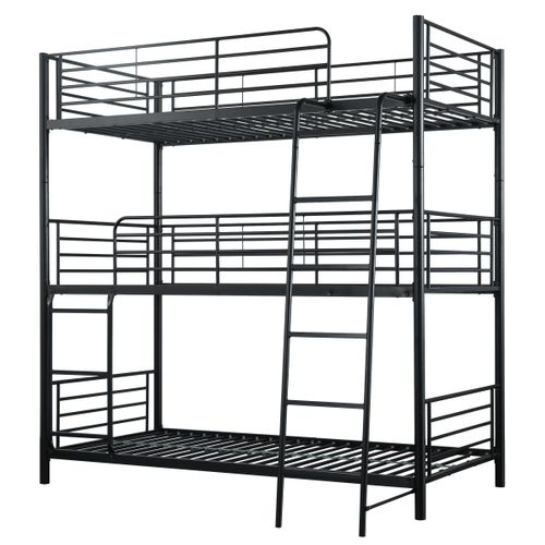 Lit superposé triple 3x90x190 cm URBAN 3 métal noir