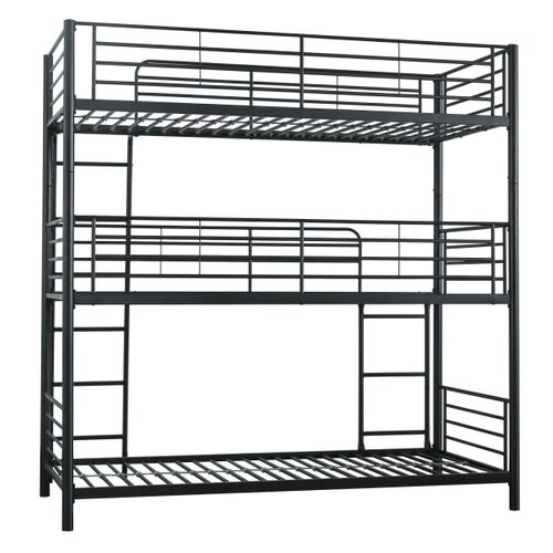Lit superposé triple 3x90x190 cm URBAN 3 métal noir