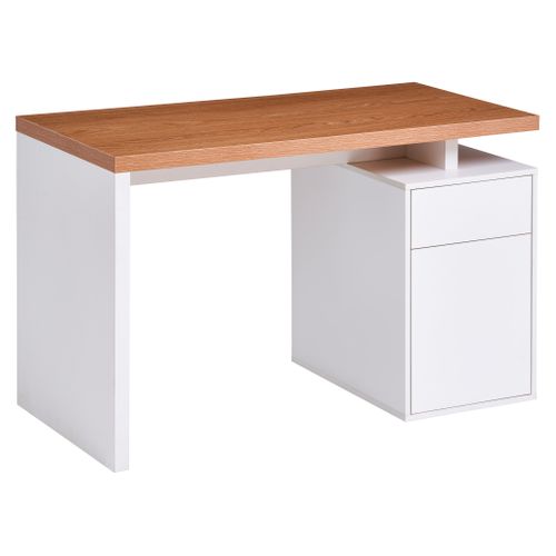 Bureau droit ANGELE imitation chêne et blanc