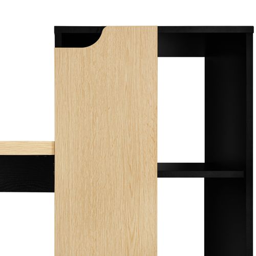 Bureau avec étagères ABY imitation chêne et noir