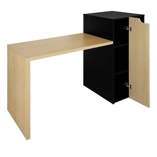 Bureau avec étagères ABY imitation chêne et noir