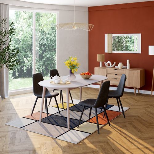 Lot de 4 chaises AUDE tissu gris foncé