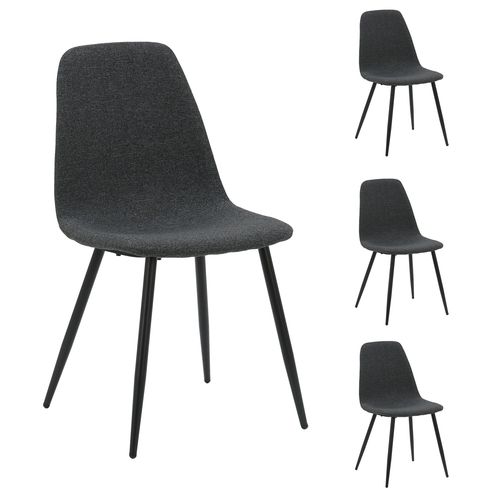 Lot de 4 chaises AUDE tissu gris foncé