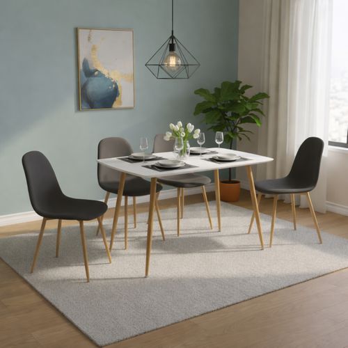 Ensemble table + 4 chaises NOKA blanc et noir
