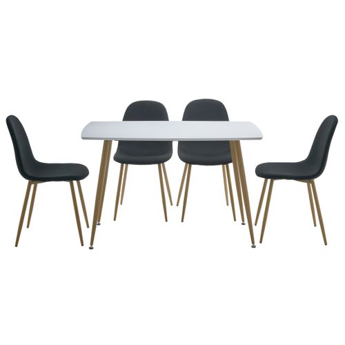 Ensemble table + 4 chaises NOKA blanc et noir