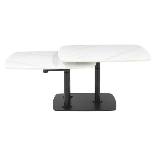 Table basse plateaux rotatifs MARIE marbre blanc
