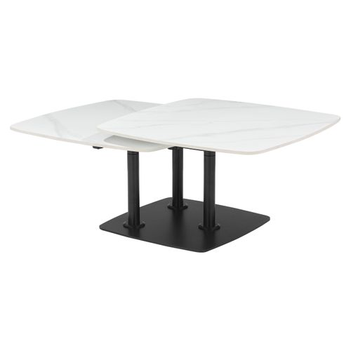 Table basse plateaux rotatifs MARIE marbre blanc