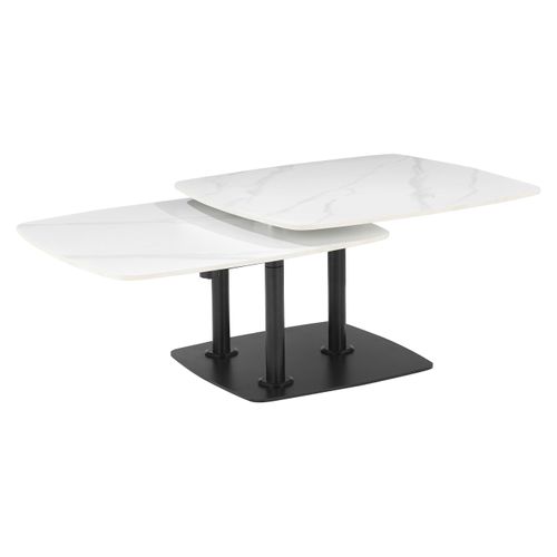 Table basse plateaux rotatifs MARIE marbre blanc