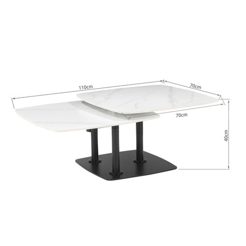 Table basse plateaux rotatifs MARIE marbre blanc