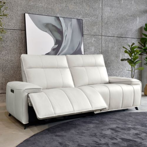 Canapé relax 3 places VERONA cuir et croûte de cuir givre