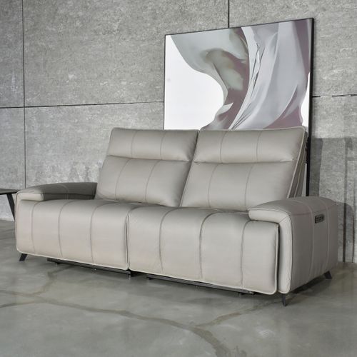 Canapé relax 3 places VERONA cuir et croûte de cuir taupe