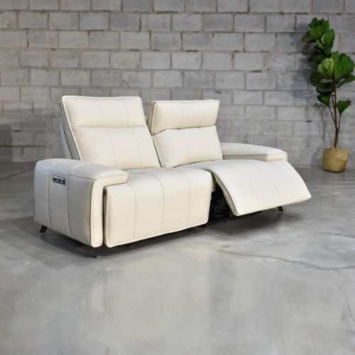 Canapé relax 2 places VERONA cuir et croûte de cuir givre