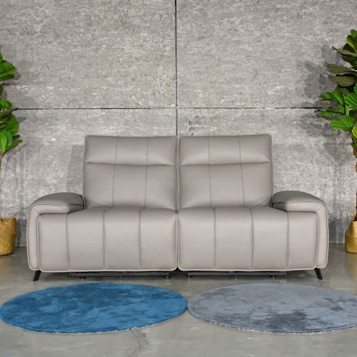 Canapé relax 2 places VERONA cuir et croûte de cuir taupe