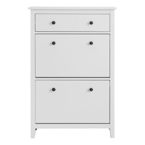 Meuble à chaussures 2 abattants et 1 tiroir CHARMO blanc