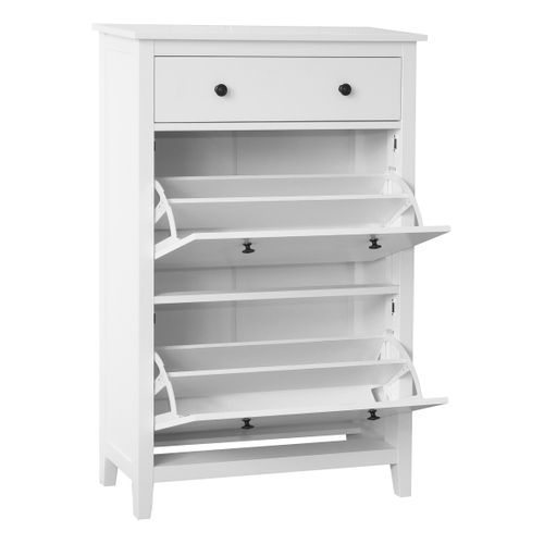 Meuble à chaussures 2 abattants et 1 tiroir CHARMO blanc