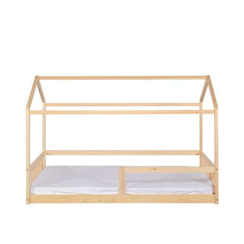 Lit cabane 90x190 cm en pin massif avec sommier HUTTY naturel
