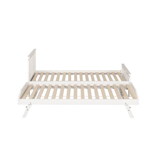 Lit gigogne 2 x 90x190 cm en pin massif avec sommiers SOLINE blanc