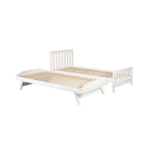 Lit gigogne 2 x 90x190 cm en pin massif avec sommiers SOLINE blanc
