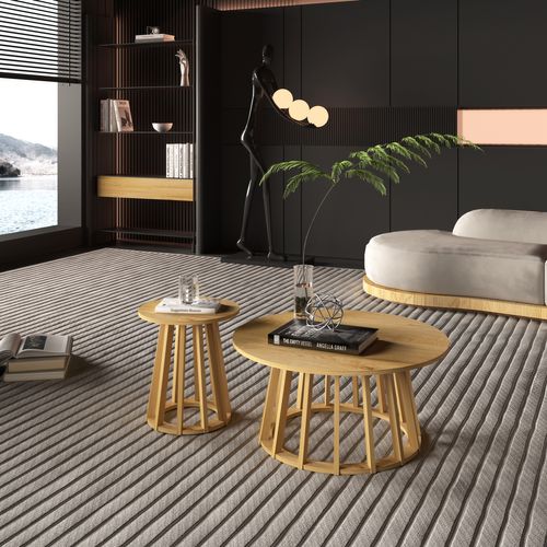 Table basse Ø 80 cm ZENIA Imitation chêne