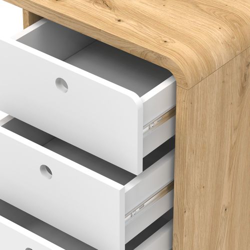 Bureau droit avec tiroirs JOEY imitation chêne et blanc